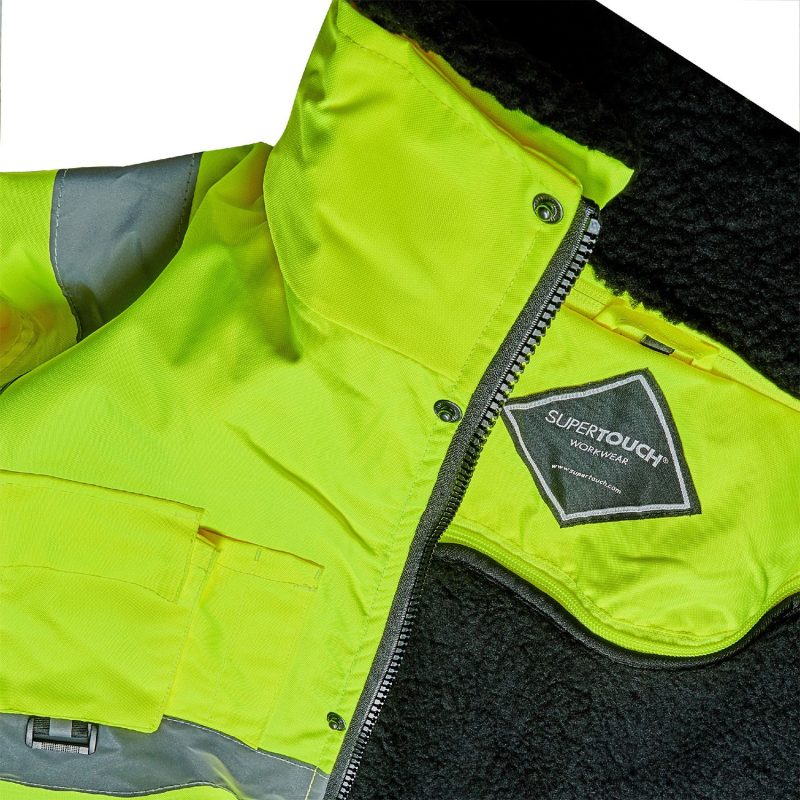 Hi Vis Breathable Yellow Bomber Jacket 300D C3 Mesh Lined EN471 - Image 4
