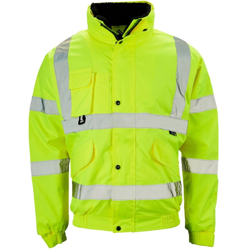 Hi Vis Breathable Yellow Bomber Jacket 300D C3 Mesh Lined EN471 - Image 2