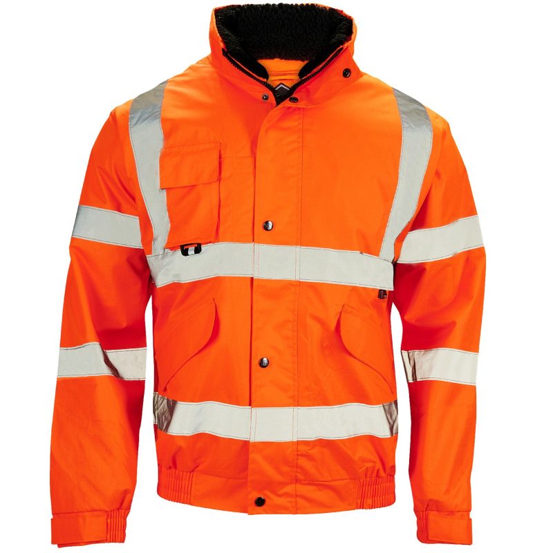 Hi Vis Breathable Orange Bomber Jacket 300D C3 Mesh Lined EN471 - Image 2