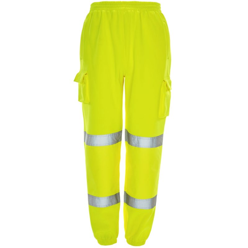 Hi Vis 2 Band Yellow Jogging Bottoms