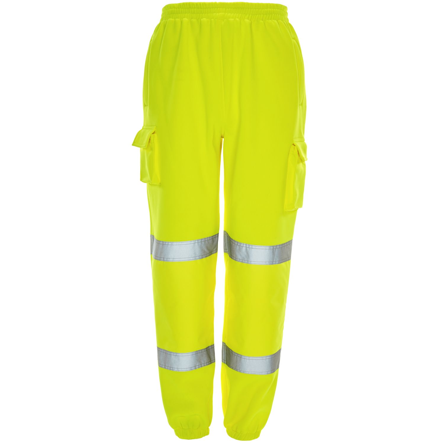 Hi Vis 2 Band Yellow Jogging Bottoms