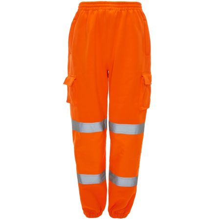 Hi Vis 2 Band Orange Jogging Bottoms