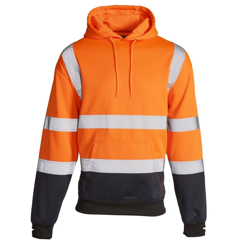 Hi Vis 2 Tone Orange-Navy Hooded Sweatshirt