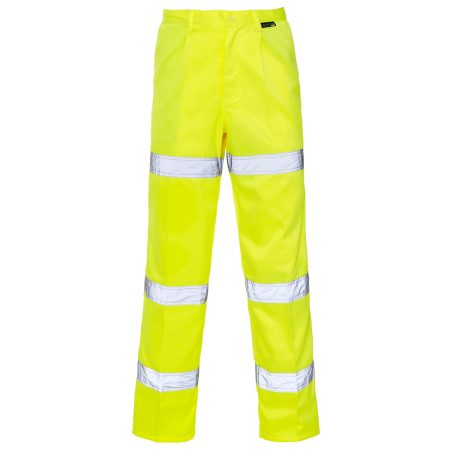 Hi Vis Yellow 3 Band Polycotton Trousers Regular & Long