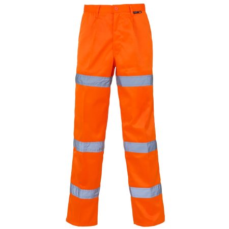 Hi Vis Orange 3 Band Polycotton Trousers Regular & Long