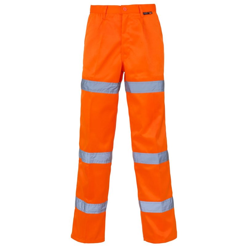 Hi Vis Orange 3 Band Polycotton Trousers Regular & Long