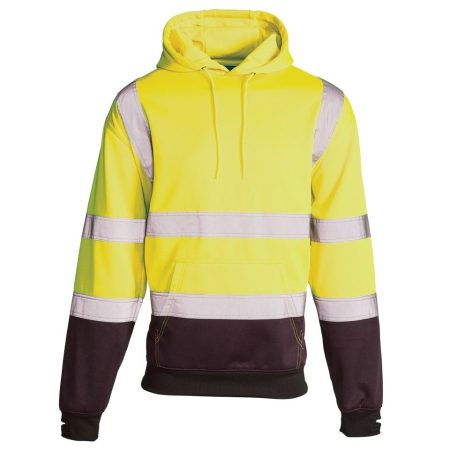Hi Vis 2 Tone Yellow-Navy Hooded Sweatshirt