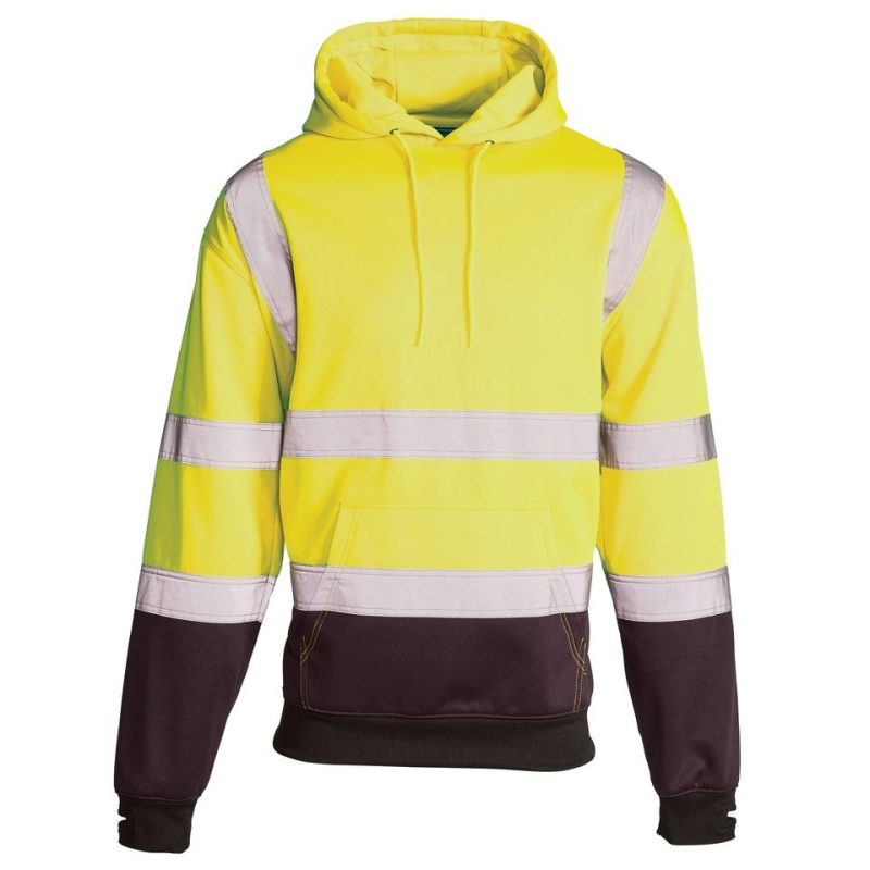 Hi Vis 2 Tone Yellow-Navy Hooded Sweatshirt