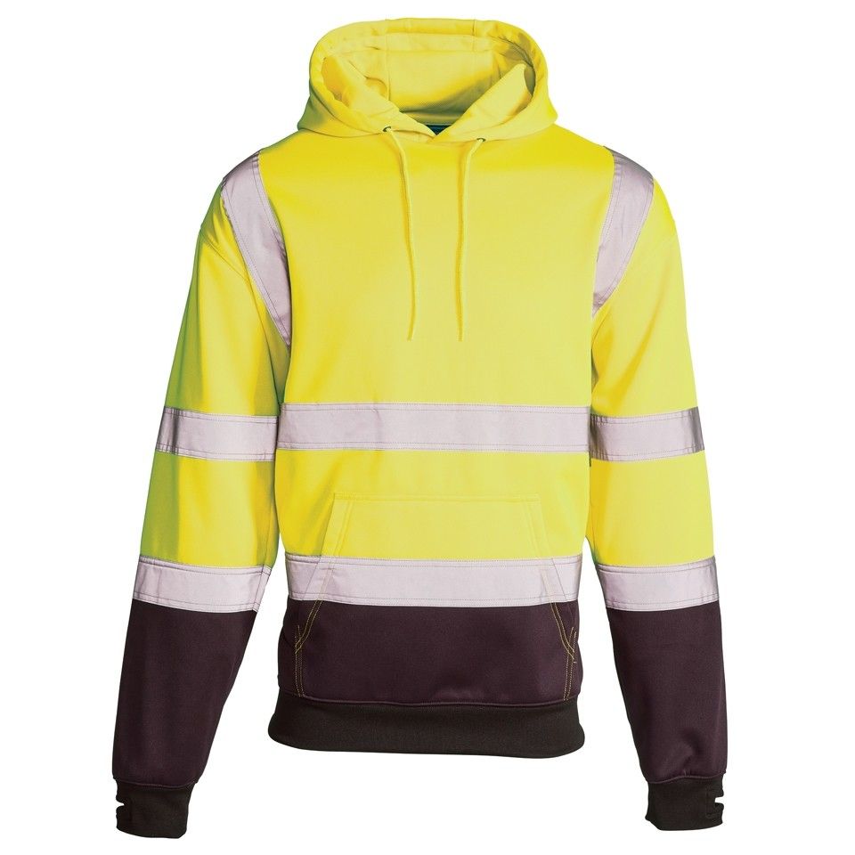 Hi Vis 2 Tone Yellow-Navy Hooded Sweatshirt