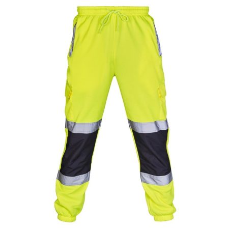 Hi Vis 2 Tone Yellow-Navy Jogging Bottoms