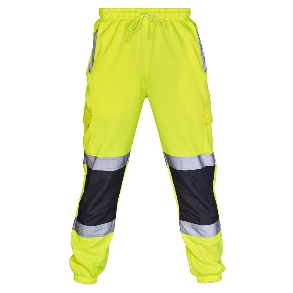Hi Vis 2 Tone Yellow-Navy Jogging Bottoms