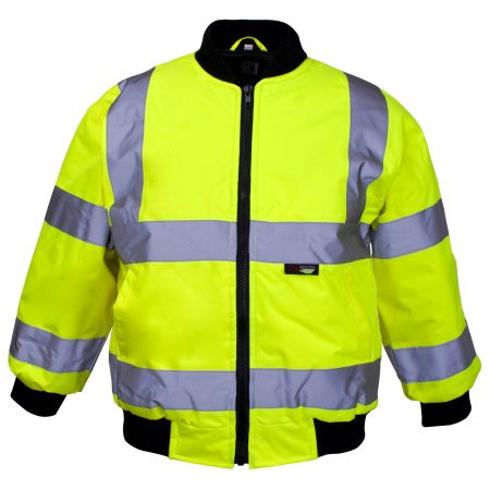 Hi Vis Yellow Children Bomber Jacket with Storm Collar