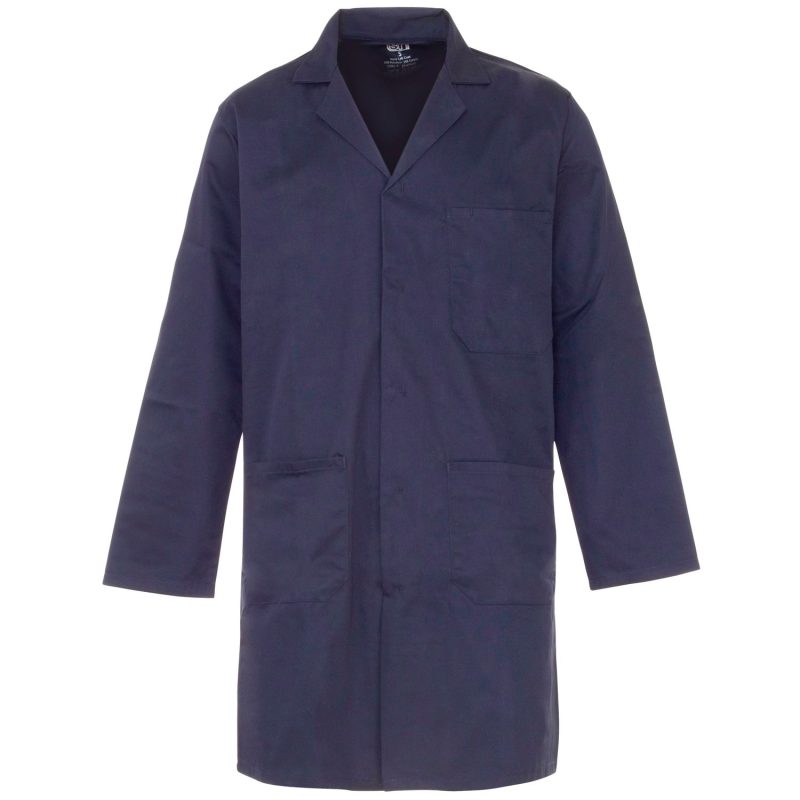 Polycotton Navy Lab Coat 245gsm with Pockets