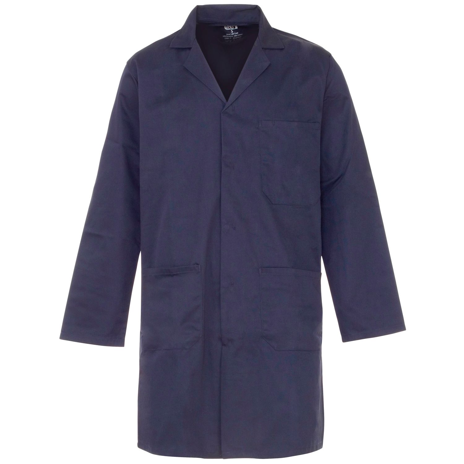 Polycotton Navy Lab Coat 245gsm with Pockets