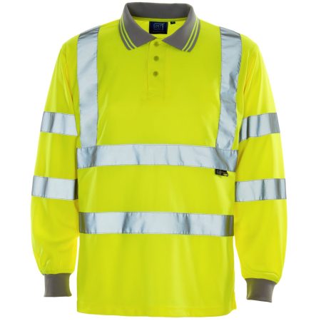 Hi Vis Yellow Long Sleeve Bird Eye Polo Shirt
