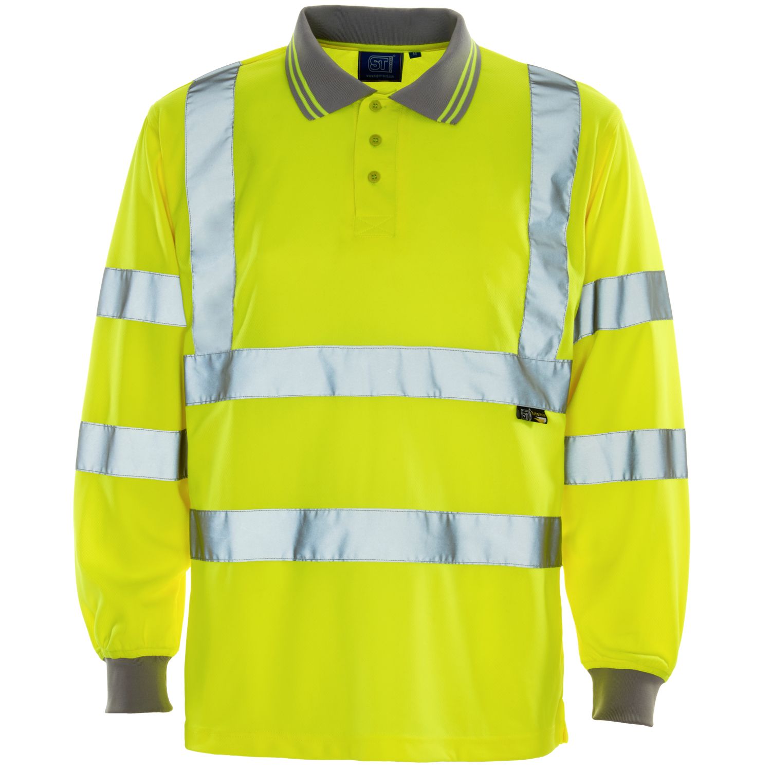 Hi Vis Yellow Long Sleeve Bird Eye Polo Shirt