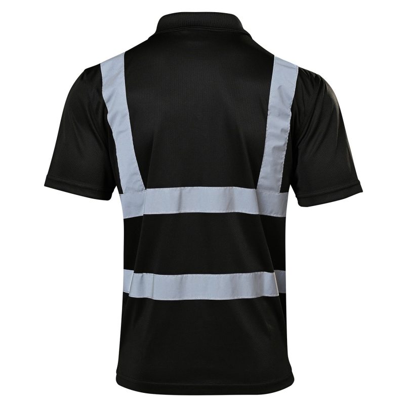 Hi Vis Black Bird Eye Polo Shirt - 150gsm - Image 3