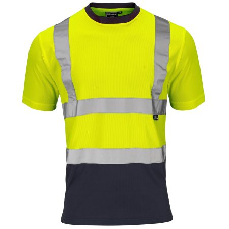 Hi Vis 2 Tone Yellow-Navy Short Sleeve Bird Eye T-Shirt