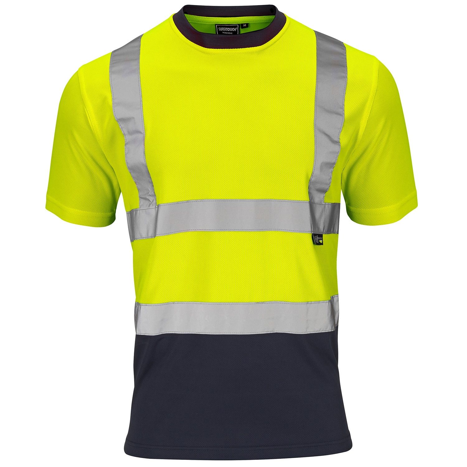Hi Vis 2 Tone Yellow-Navy Short Sleeve Bird Eye T-Shirt